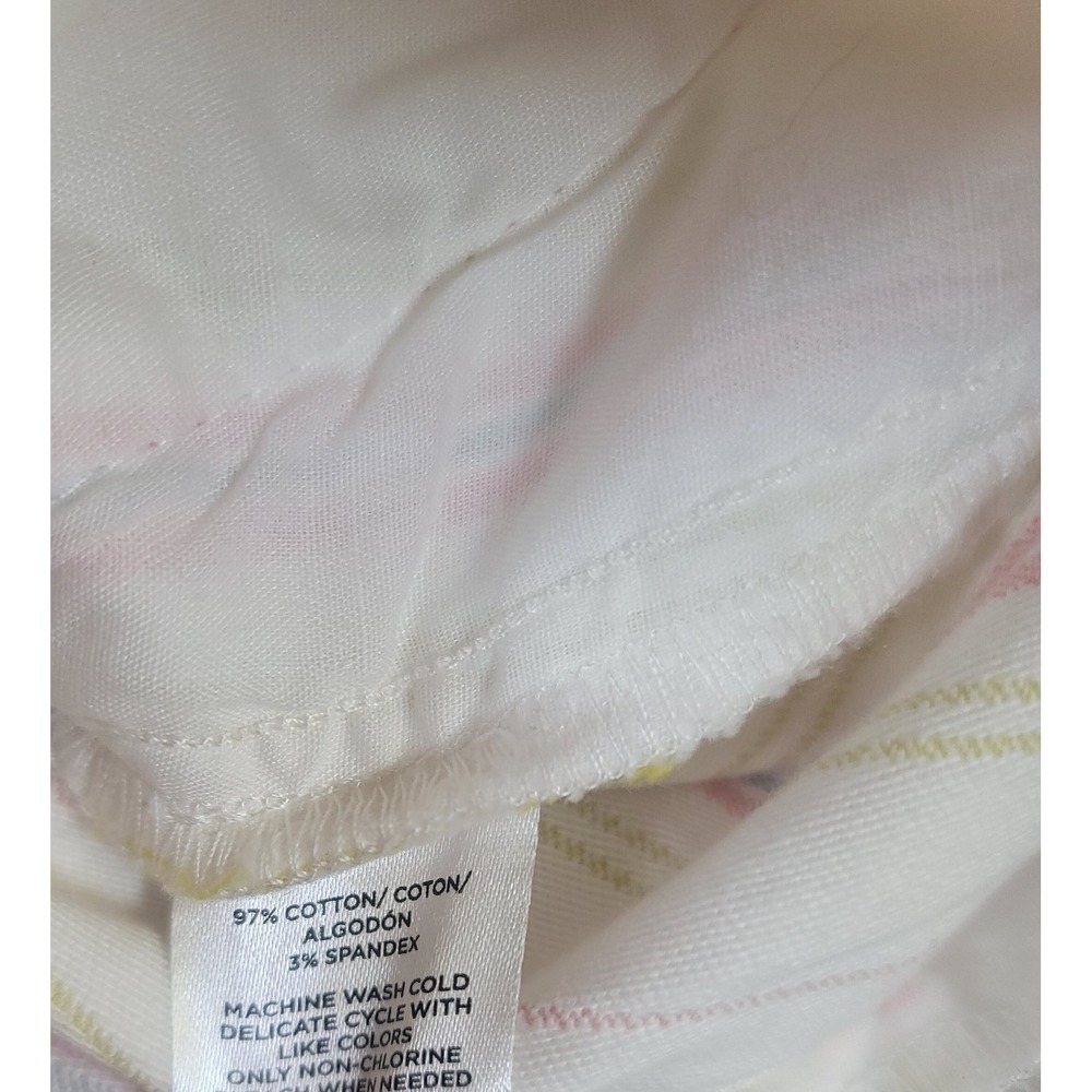 LOFT Striped Shorts Womens Size 10 White Pink Blue Yellow Cotton Stretch - Picture 6 of 9